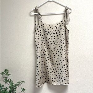 Audrey 3+1 Cream & Black 90’s Cheetah Polka Dot Mini Slip Dress, Size Medium